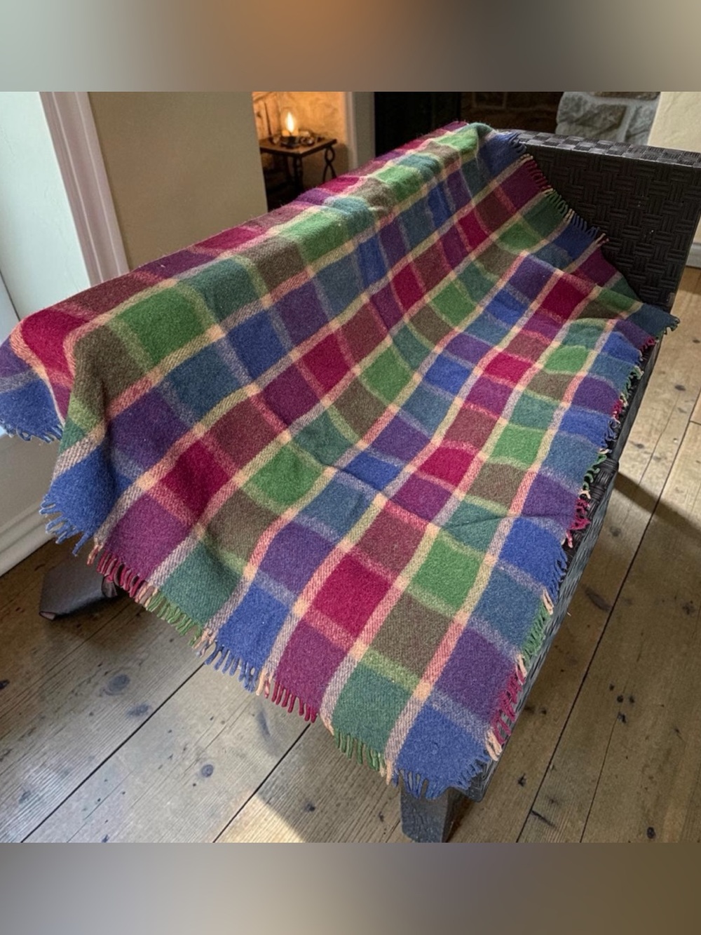 Vintage April Cornell Wool Blanket | Cornell Trading Plaid Throw | 48”x68”